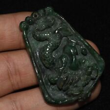 Antique Vintage Victorian Green Jade Stone Amulet Pendant in good Condition picture