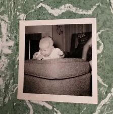 1950s Retro Vintage Photograph Small Baby Laying Down In Excitement Smiling Love picture