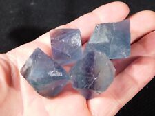 Lot of FOUR 100% Natural TEAL FLUORITE Octahedron Crystals 117gr picture