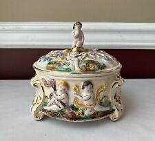 VTG Capodimonte Porcelain Covered Potpourri Bowl, Made in Italy picture