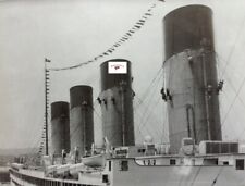 RMS OLYMPIC PAINTING THE MASSIVE FUNNELS, REPRINT HQ PHOTOGRAPH picture