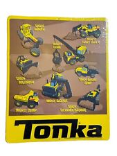 Tonka Metal Yellow Dozer Crane Trencher Backhoe Dump Loader Sign Open Rod  Wall picture