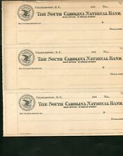 1920's THE S. C. NATIONAL BANK  CHARLESTON SC SHEET OF 3 UNUSED ORIGINAL CHECKS picture