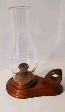 Vintage Wood Base Glass Hurricane Candle Lamp  picture