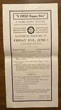 Vintage 1940 Bradford Academy Theatre Playlet School Flier Vermont VT P6a picture