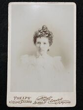 Spokane Washington WA Pretty Woman In White Dress Antique Cabinet Photo picture