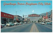 Old Cars and Shops, Main Street, BRIGHAM CITY, Utah, c1950's Unused Postcard picture