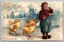 Postcard Bright Be Your Easter Chicks Antique Embellished PM Cancel WOB UDB picture