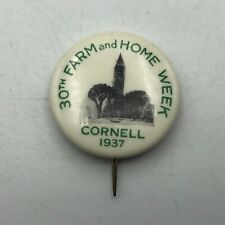 1937 Cornell University Pinback Button 30th Farm + Home Week Pin Badge Vintage picture