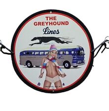 VINTAGE GREYHOUND PORCELAIN GAS BUS LINES YELLOWAY AUTO SERVICE STATION SIGN picture