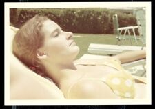 Vintage Photo PRETTY WOMAN IN YELLOW POLKA DOT BIKINI SUN KISSED SKIN 1968 02 picture