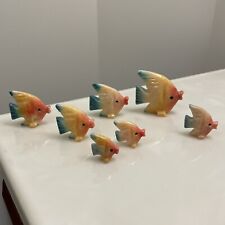 Lot of 7 Hand Carved Soapstone Graduated Fish Kissie Face Mexico Handmade picture