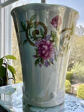 Vintage 2000 Bloom Rite Pink And Purple Roses Floral Ceramic Vase Planter picture