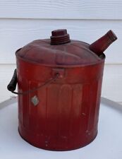 Vintage Antique Rustic Farmhouse Galvanized Red Oil Gas Can picture