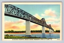 Cairo IL-Illinois, Highway Bridge Across The Mississippi River, Vintage Postcard picture