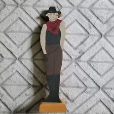 Handpainted Wooden Cowboy Figurine Rustic Country Western Decor picture