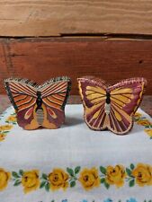 Set Of 2 Butterfly Trinket Boxes Made Of Grass And Silk Lined picture