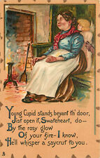 Set of 12 Tuck Postcards Leatherette Valentine 116 Quaint Peasant Valentines Day picture