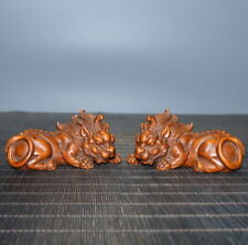 A Pair of Chinese Antique Wood Carvings and Pixiu To Ward Off Evil Spirits picture
