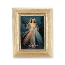 Divine Mercy Antique Gold Frame, 3 3/4 x 4 3/4 inches with Two Free Prayer Cards picture