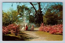 Savannah GA-Georgia, Forsyth Park, Azaleas, Fountain, Vintage Souvenir Postcard picture
