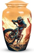 Yellow Bike Rider Burial Cremation Ash Keepsake Urns Handcrafted For Adult Human picture