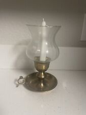 Vintage Brass Chamberstick Candle Holder w  Glass Hurricane Shade picture