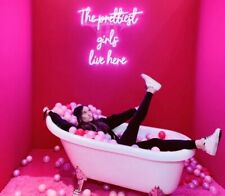 THE PRETTIEST GIRLS LIVE HERE pink LED Neon Sign picture