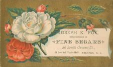 1870's, 1880's Victorian Trade Card Joseph Fox Fine Segars Tobacco Trenton N.J. picture
