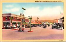 Linen Postcard Main Street Looking South in Tijuana, Baja California, Mexico picture