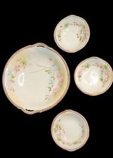 4 Floral Antique Bowls Hand Painted One Larger Bowl 3 Small Matching Bowls Salsa picture