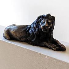Reclining Lion Figurine Sculpture Heavy Bronzed Cast Metal Neoclassical picture