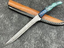 Unique handmade Damascus steel 11''Fillet Knife Hunting Knife BL-2108 Resin W/S, picture
