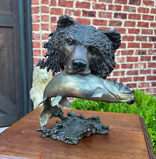 Mark Hopkins Bronze Fishing Grizzly Bear Rainbow Trout #98/450 Sculpture picture
