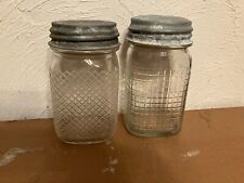 2 Diamond Grid Pint Jars & Lids (Nice) picture