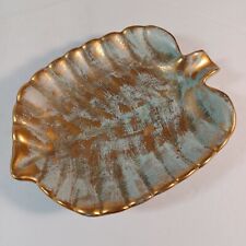 Vtg Mid century Mod MCM Stangl Leaf Shape Ashtray Antique Gold Tobacciana 4036 picture