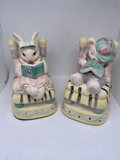 VTG Firz and Floyd 1992- Reading Bear And Bunny Bookends Nursery Decor picture