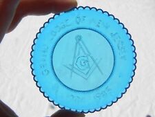 Millville Art Glass MAG Masonic Grand Lodge NJ 1984/85 Blue Glass Emb Cup Plate picture