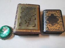 2 Vintage Pocket Purse Match Box Holder Cover Ornate THAT LOOKS LIKE SMALL BOOKS picture