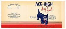 ORIGINAL VINTAGE CAN LABEL DOG PET FOOD 1930S ACE HIGH SCOTTIE NAPOLEON OHIO PA picture
