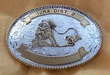 SUPER SALE  IJRA Iowa Junior Rodeo ADM USA Silver Calf Roping Trophy Belt Buckle picture