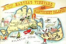 Greetings from Martha's Vineyard & Nantucket Island Massachusetts - Map Postcard picture