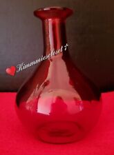 Ruby Red Glass Decanter Pressed Mid Century Dimple Dent Thumb Mark 1950's-60 picture