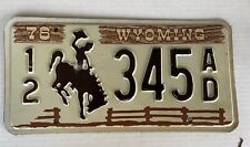 WYOMING 1978 License Plate 12 345 AD  Bucking Bronco  Vintage New Old Stock picture