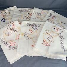 Lot of 7 Vintage Embroidery Kitchen Tea Towels Embroidered Ducks Days Of Week picture