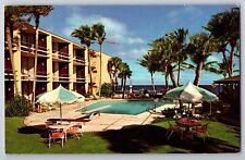 Vtg 1960s Holiday Inn Hotel Poolside Pompano Beach Florida FL Unused Postcard picture