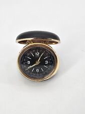 Elgin Travel Alarm Clock Round Clam Shell World Time Glow In The Dark VTG picture