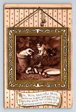 c1910 Gold Embossed Kittens & Beautiful Milk Poem Elyria OH Flag Cancel Postcard picture