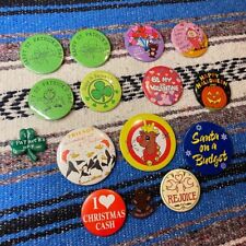 Lot of 15 1980-90s Vintage Holiday Themed Buttons/Pins Christmas, Valentines++ picture