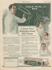 1918 PALMOLIVE Antique Print Advert CHALK TALKS FOR MEN Soap Multiplies Itself picture